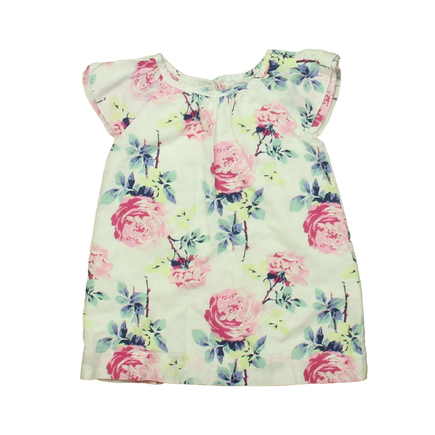 Gap Girls White | Pink Floral Dress Size: 18-24 Months White | Pink Floral