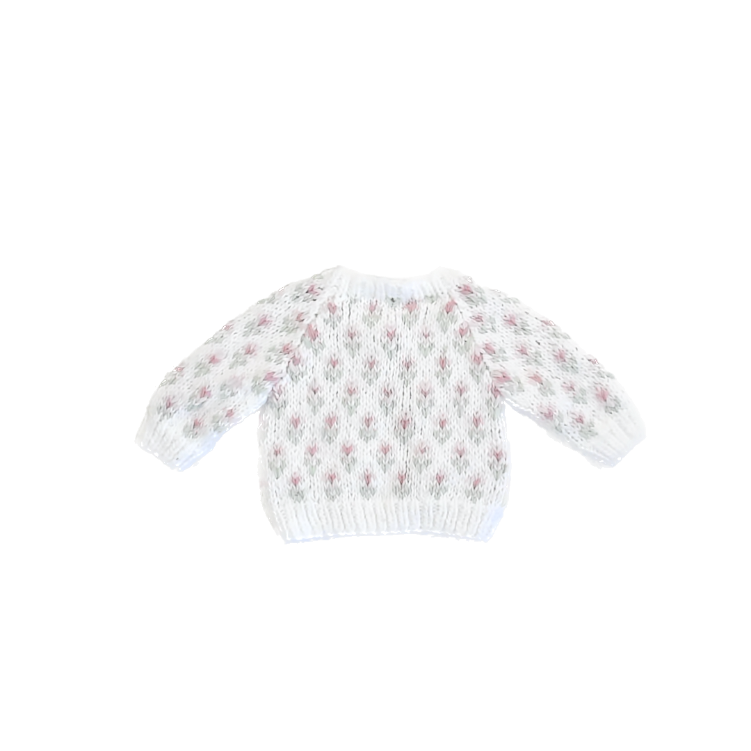 Huggalugs Girls White | Pink Floral Cardigan Size: 12-18 Months White | Pink Floral