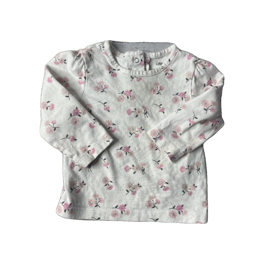 Little Me Girls White | Pink floral Long Sleeve Shirt Size: 12 months White | Pink floral