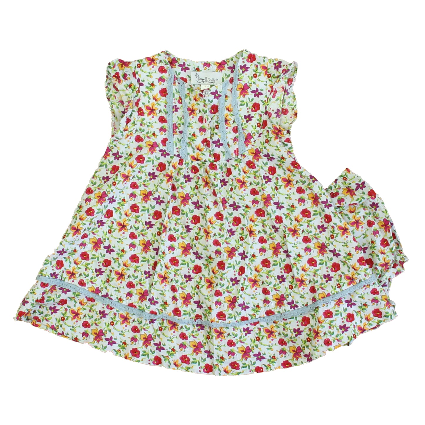 Pippa & Julie Girls White | Pink Floral Dress Size: 24 Months White | Pink Floral