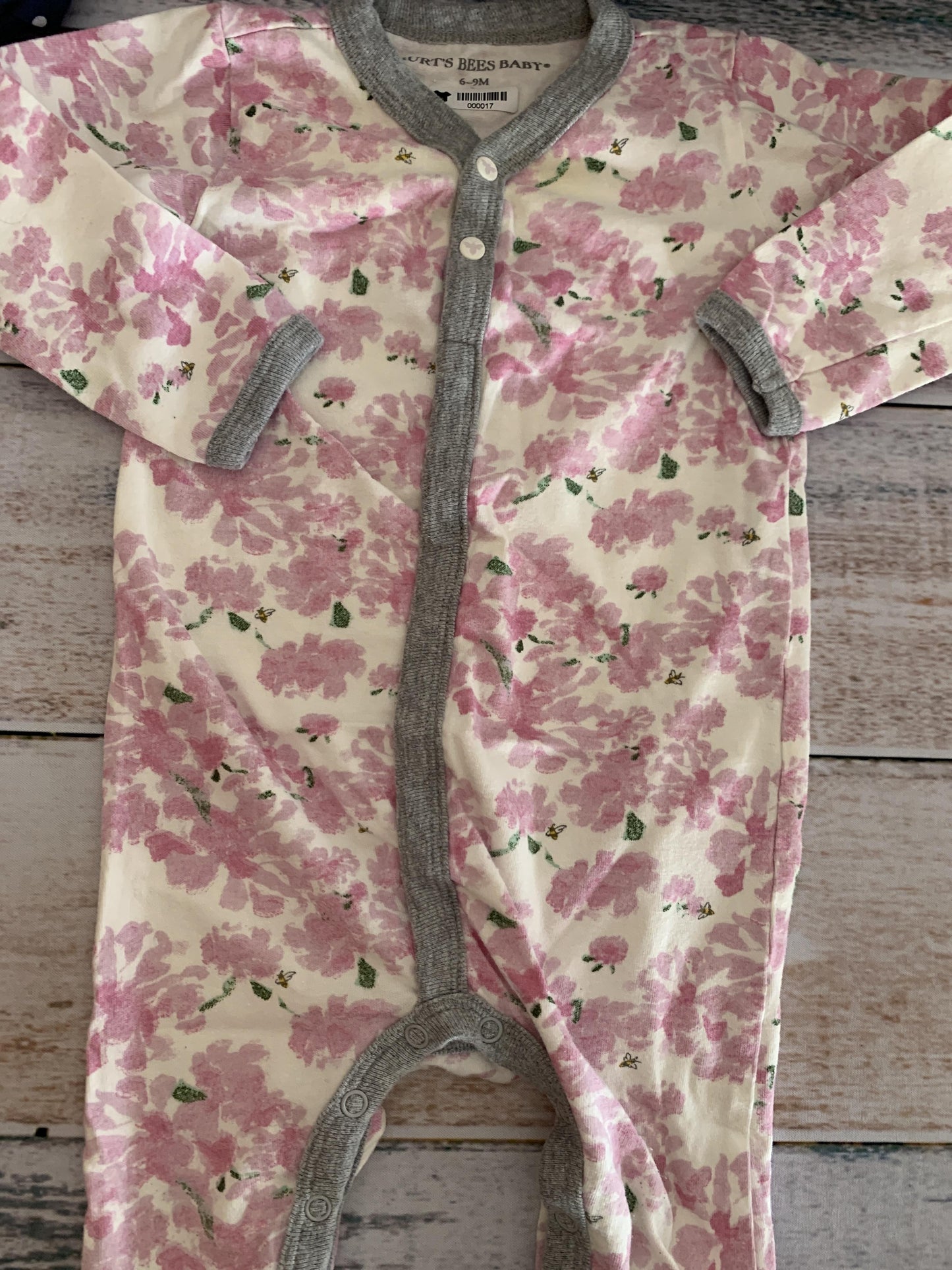 Burt's Bees Girls White | Pink floral Pajamas Size: 6-9 months White | Pink floral