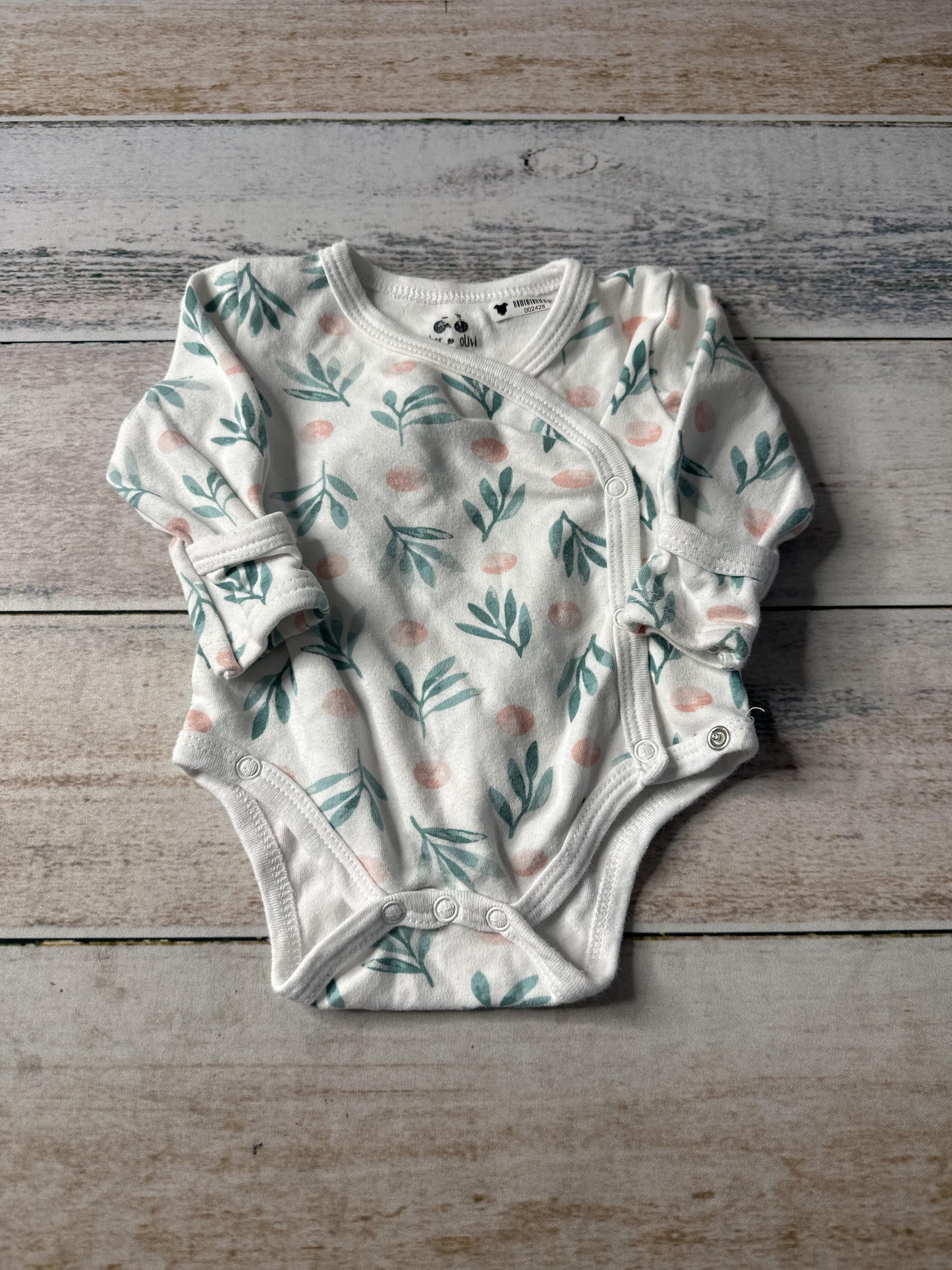 asher and olivia Girls White | pink | light green Onesie Size: 0-3 months White | pink | light green