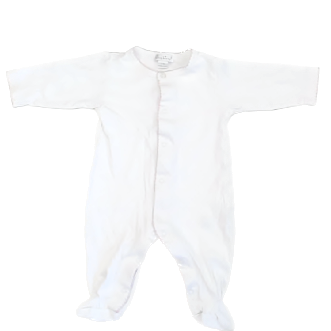 Kissy Kissy Girls White | Pink Polka Dots 1-piece footed Pajamas Size: 3-6 Months White | Pink Polka Dots