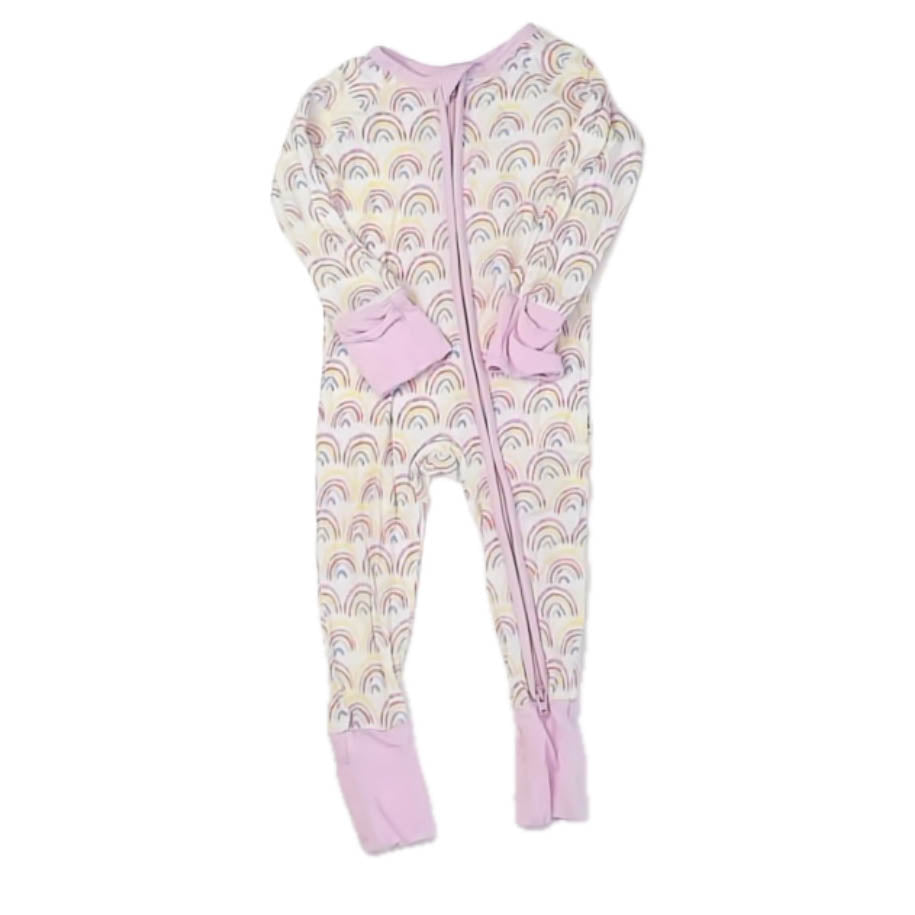 Little Sleepies Girls White | Pink Rainbows 1-piece Non-footed Pajamas Size: 0-3 Months White | Pink Rainbows