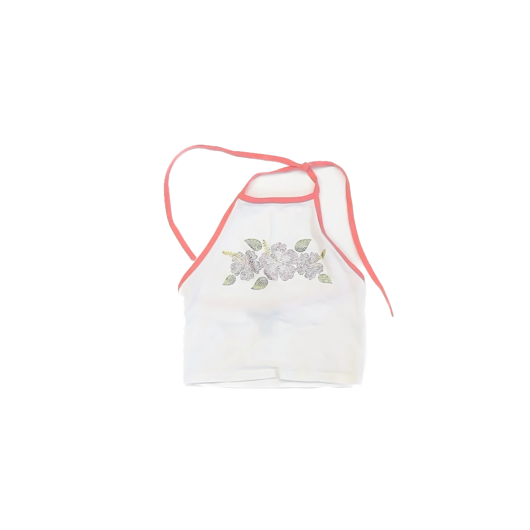 Forever 21 Girls White | Pink | Rhinestone Tank Top Size: S White | Pink | Rhinestone
