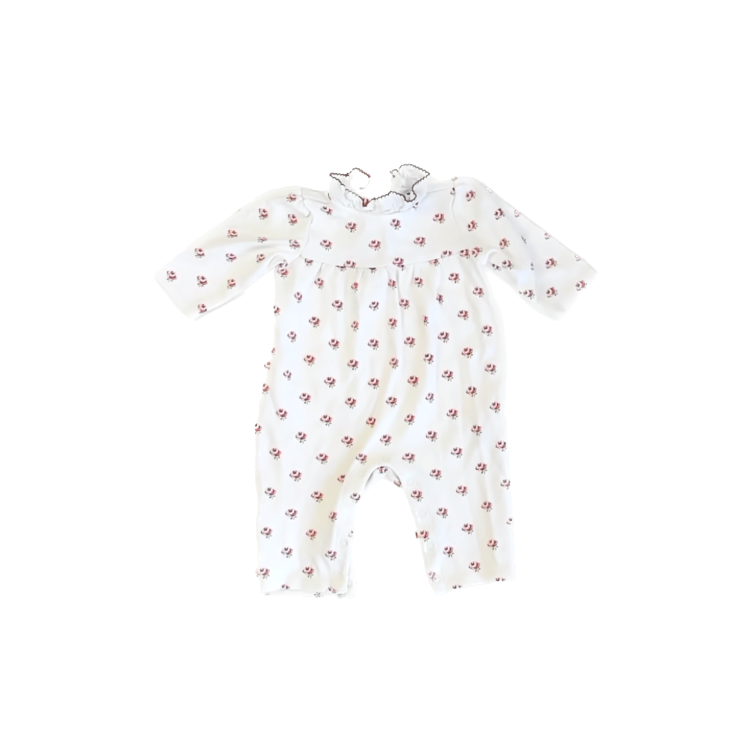 Janie and Jack Girls White | Pink Roses Long Sleeve Outfit Size: 3-6 Months White | Pink Roses