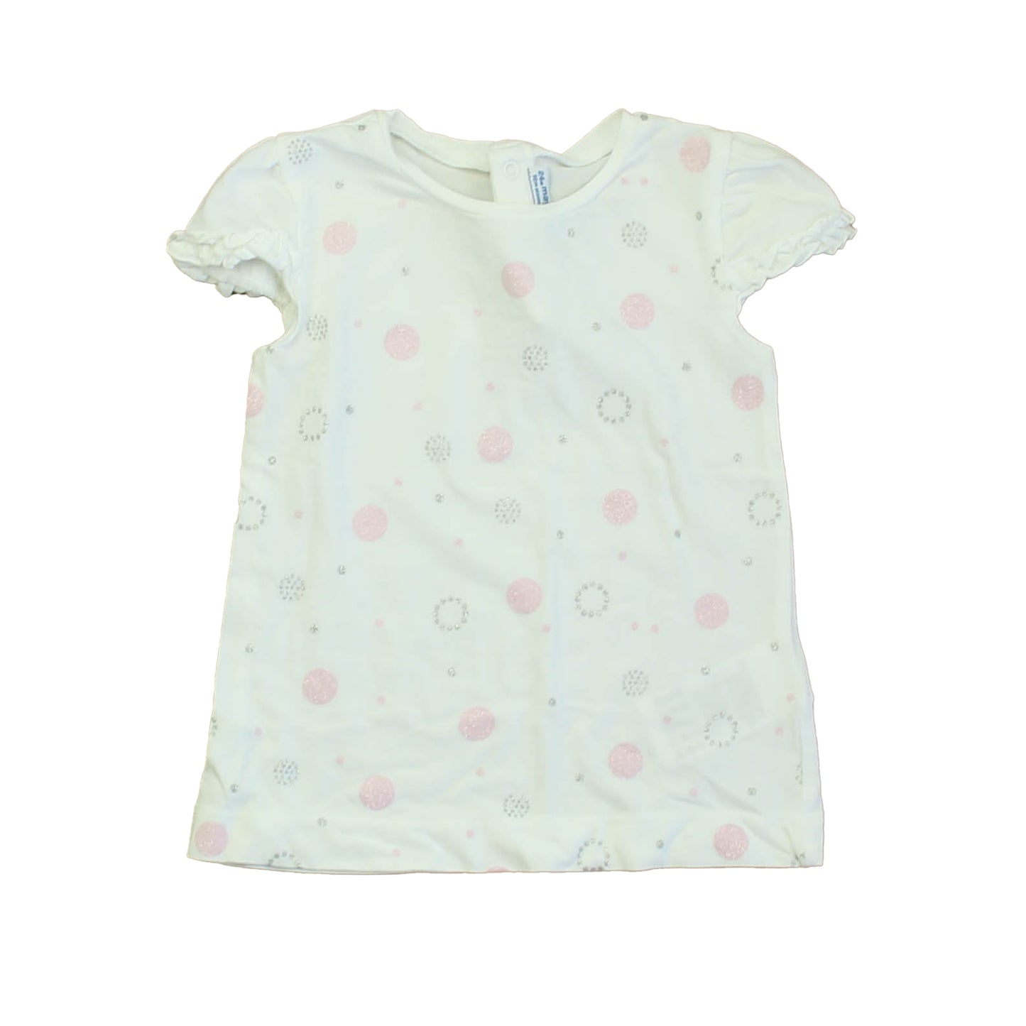 Mayoral Girls White | Pink | Silver Short Sleeve Shirt Size: 24 Months White | Pink | Silver
