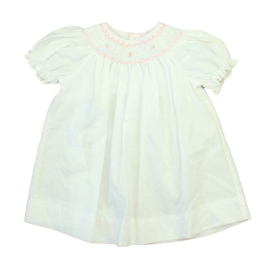 Petit Ami Girls White | Pink Smocked Dress Size: 9 Months White | Pink Smocked