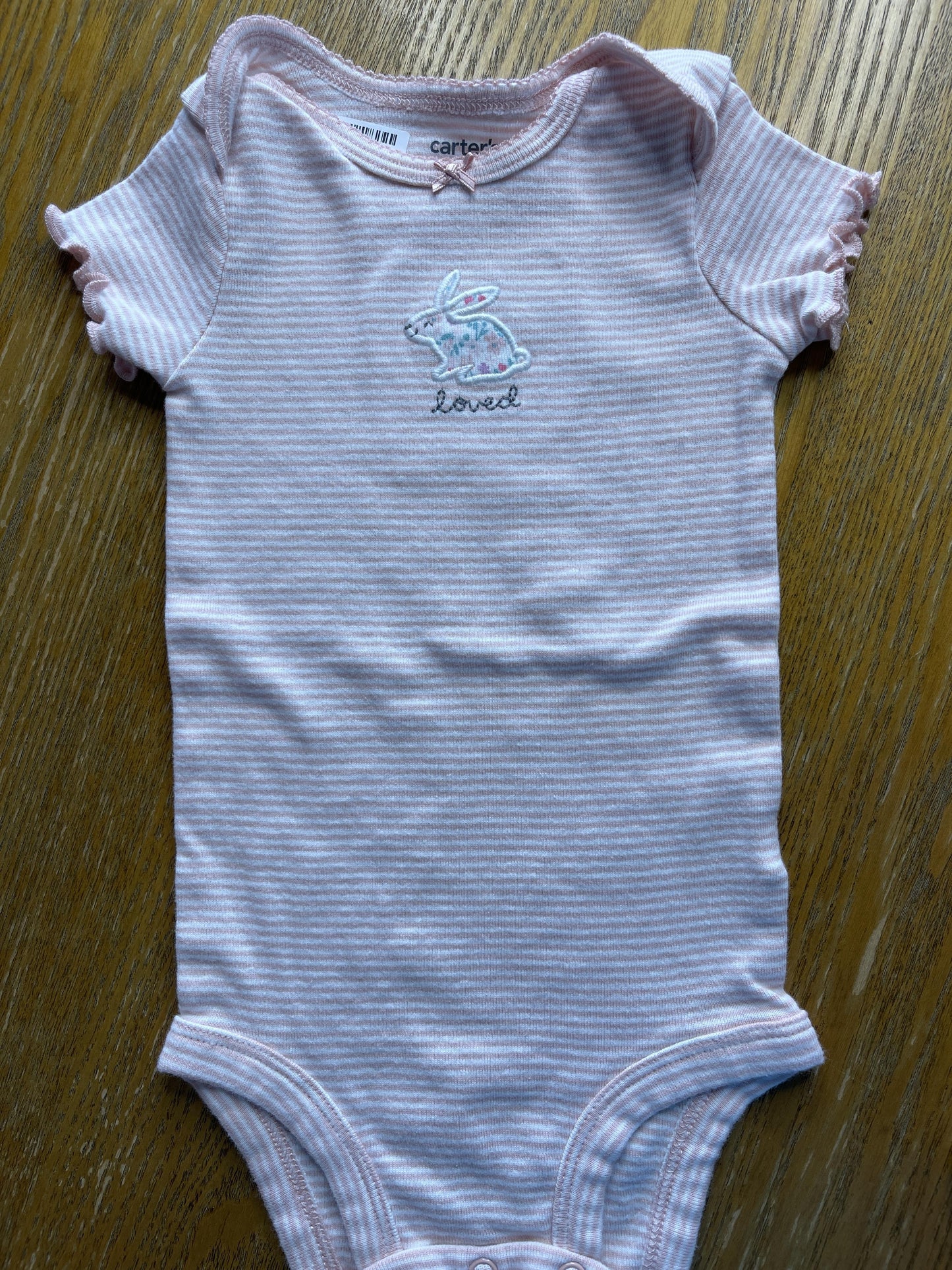 Carters Girls White | pink | Stripe Onesie Size: 6-9 months White | pink | Stripe