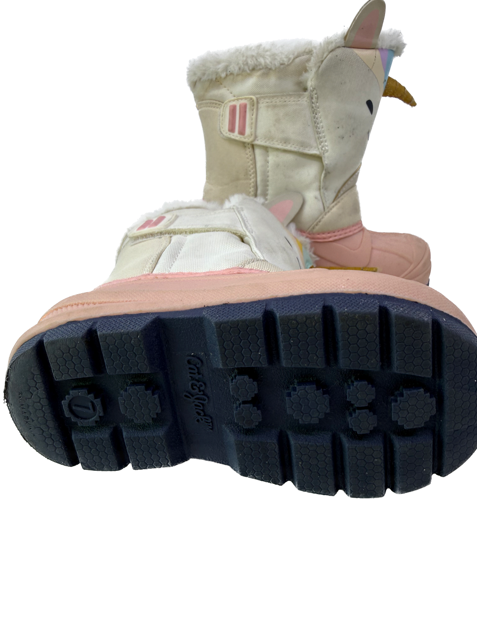 Cat & Jack Girls White | Pink Unicorn Boots Size: Little kid 7 White | Pink Unicorn