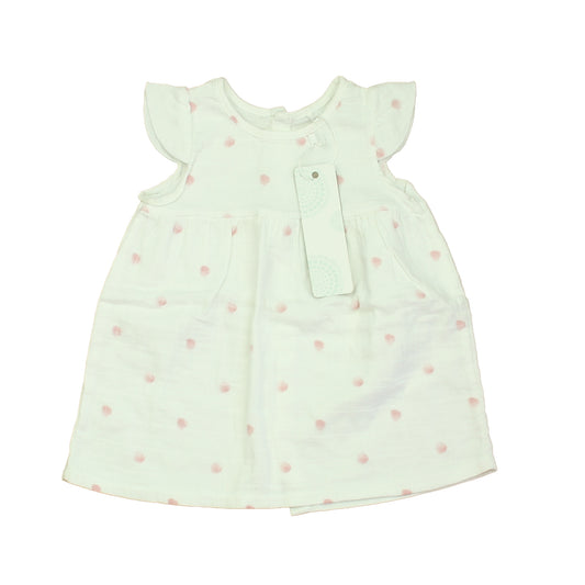 Aden + Anais Girls White | Pink Dress Size: 12-18 Months
