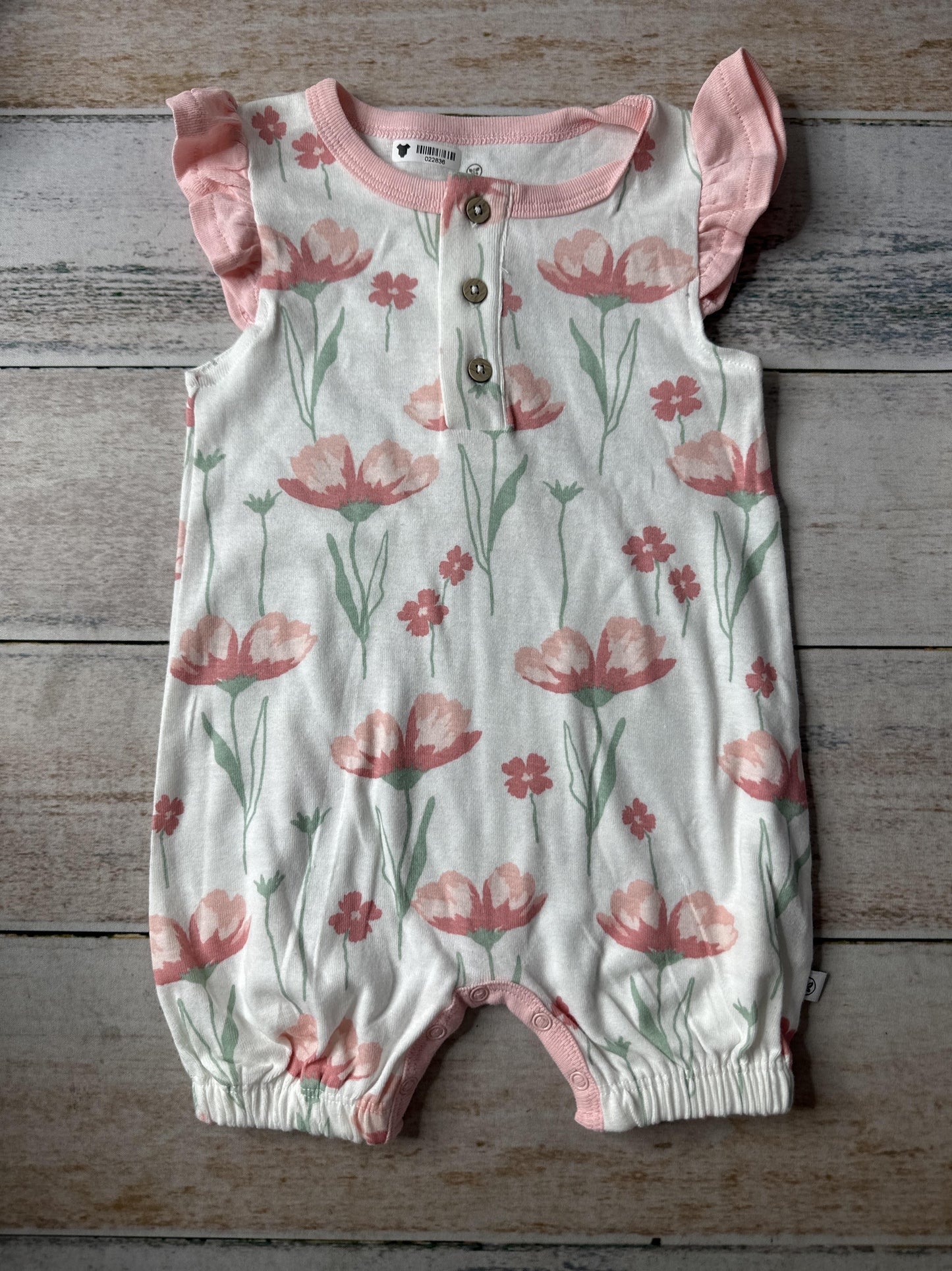 Honest Co Unisex White | pink Romper Size: 3-6 months White | pink