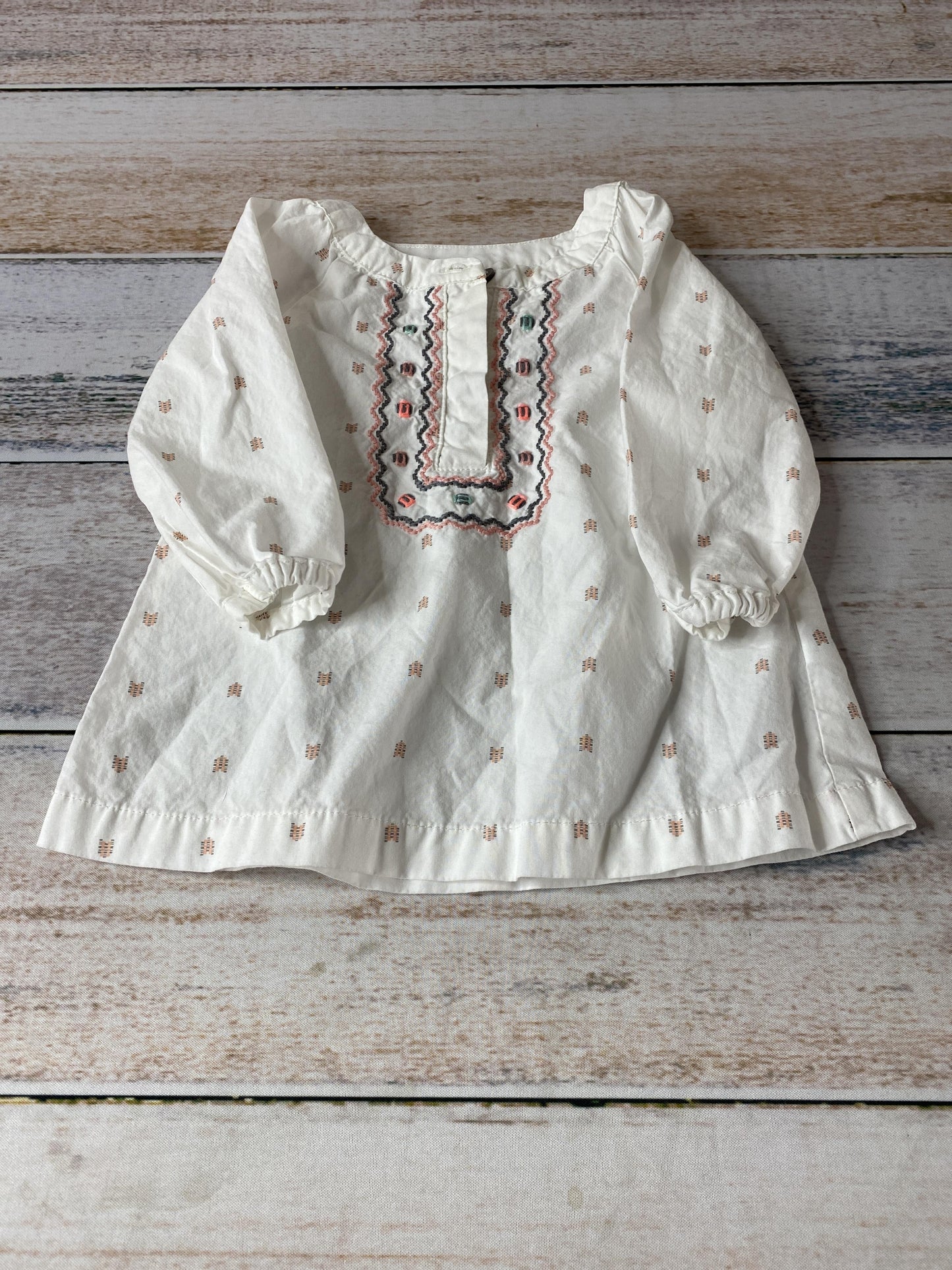 Carters Girls White | pink Long Sleeve Shirt Size: 6 months White | pink