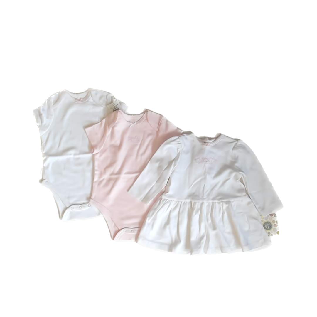 Little Me Girls White | Pink Apparel Sets Size: 9 Months White | Pink