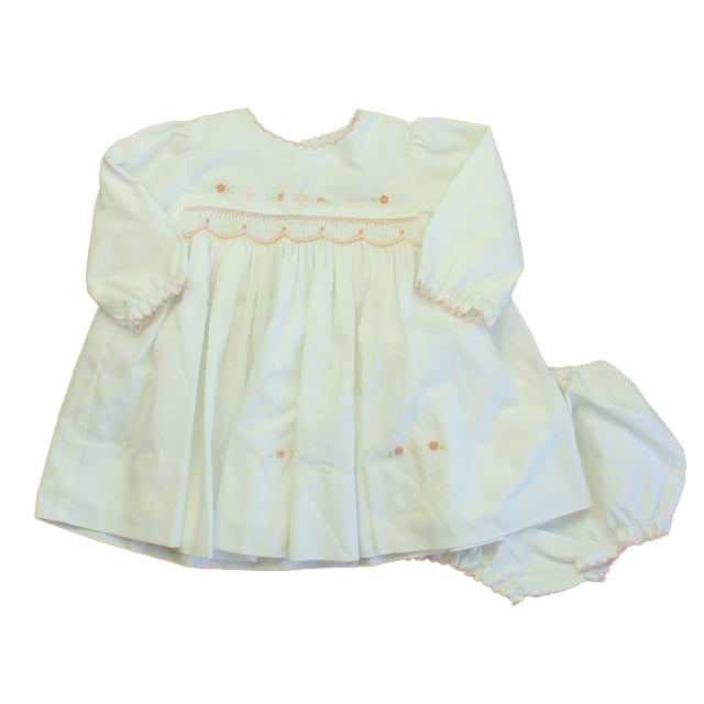 Sarah Louise Girls White | Pink Dress Size: 6 Months White | Pink