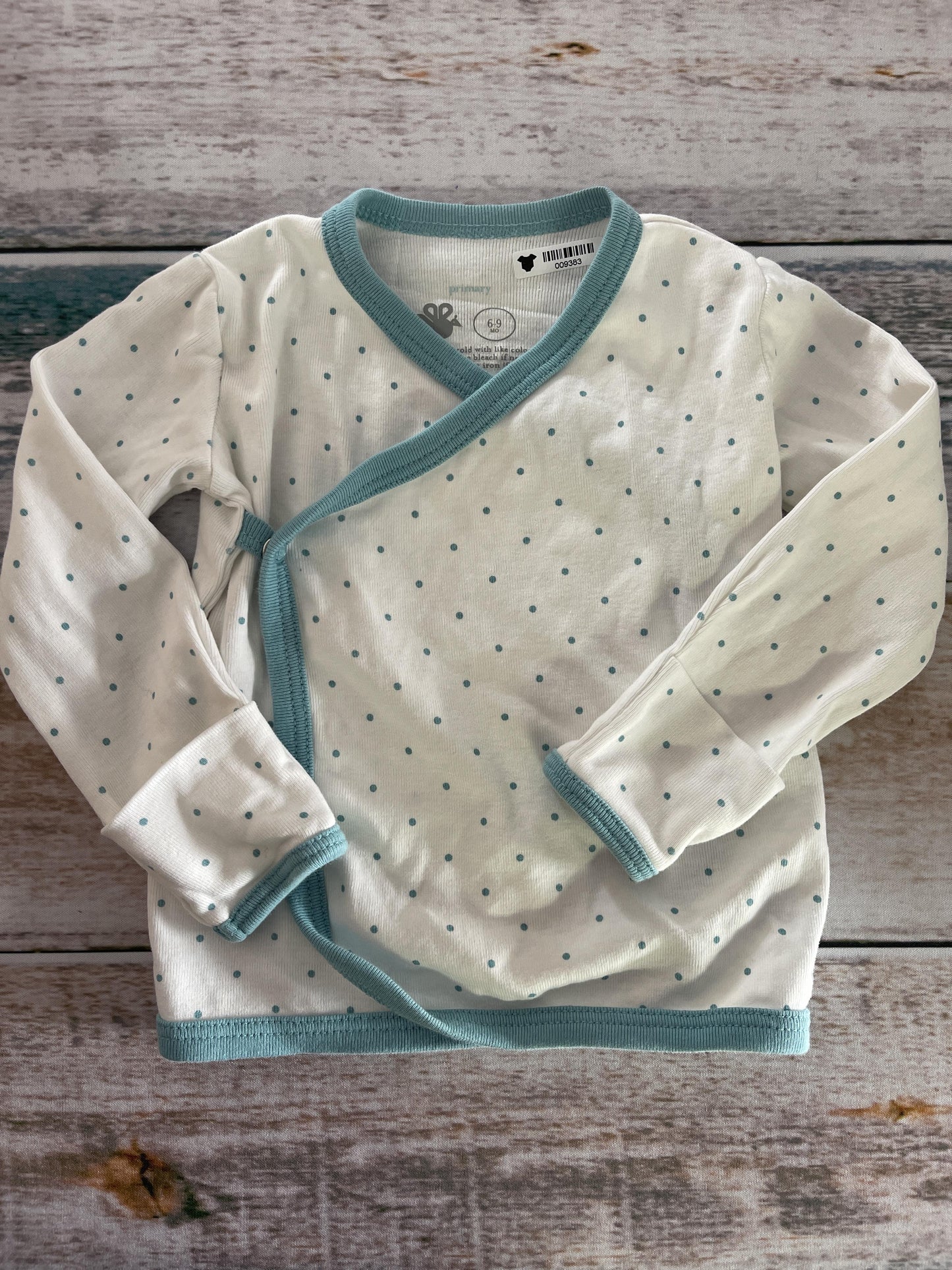 Primary Boys White | polka dot | Light Blue Shirt Size: 6-9 months White | polka dot | Light Blue
