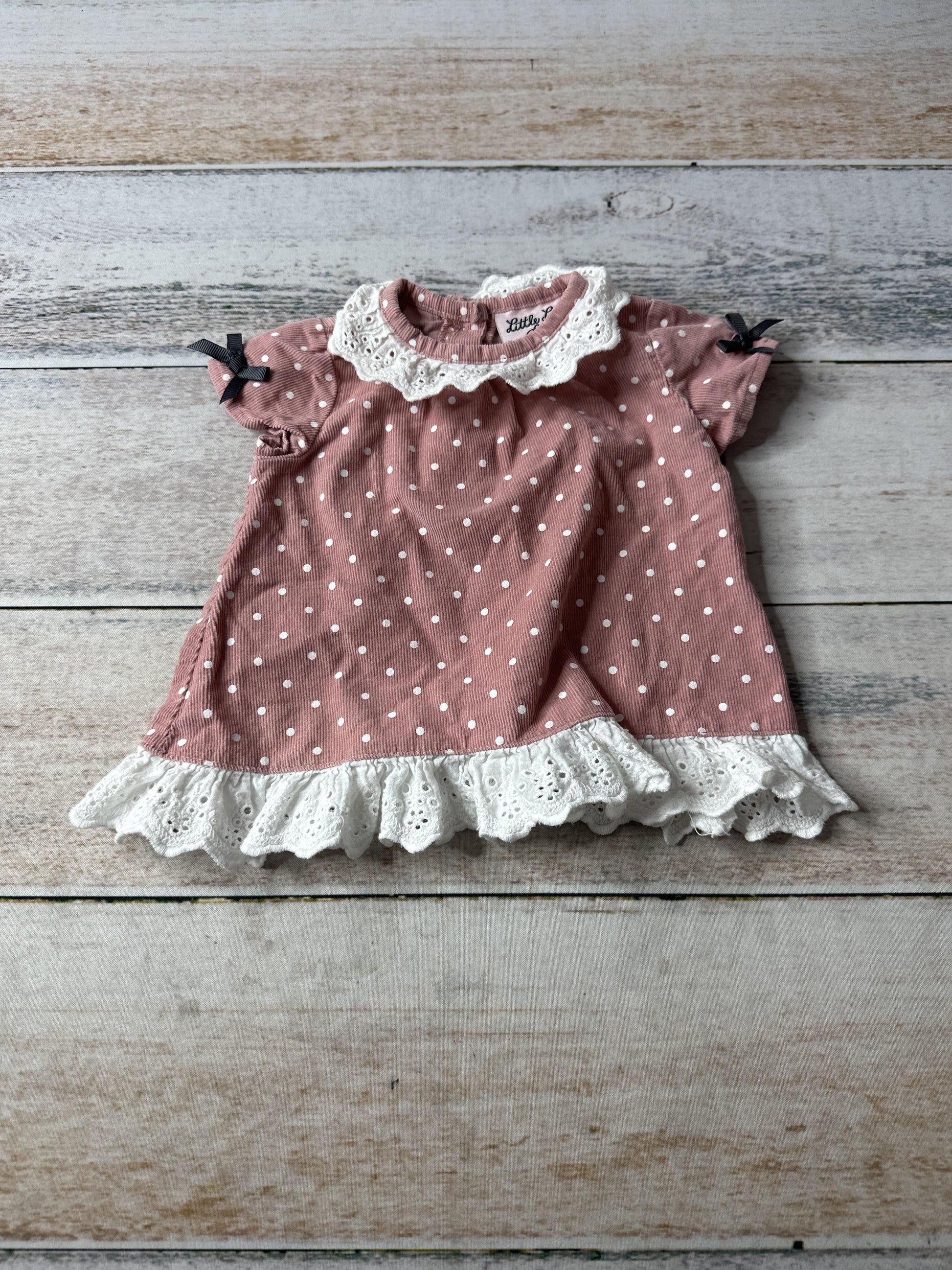 Little Lady Baby Girls White | polka dot | pink Dress Size: 3 months White | polka dot | pink
