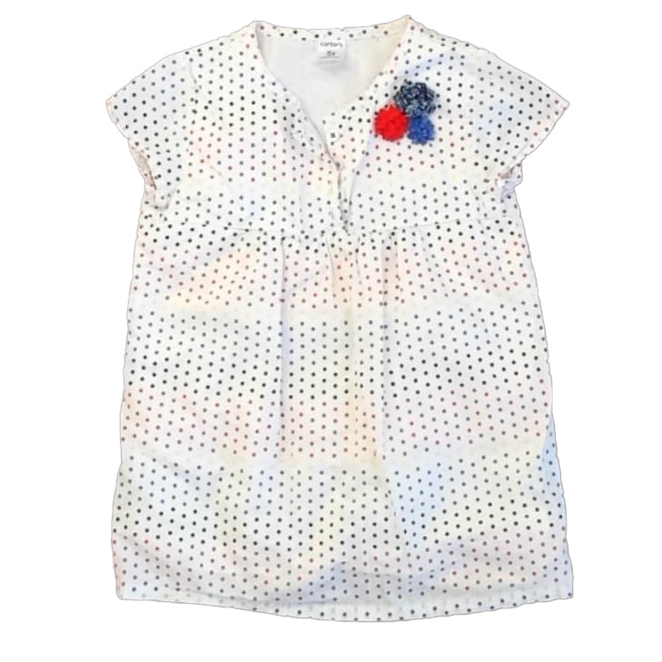 Carter's Girls White Polka Dots Blouse Size: 5T White Polka Dots
