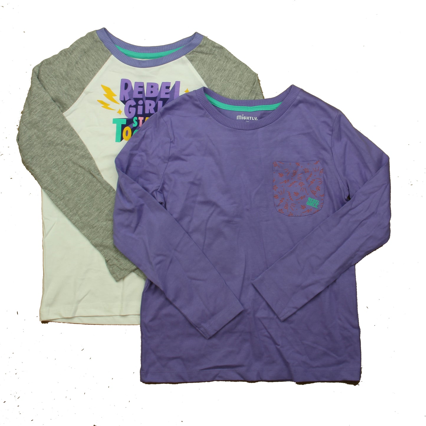 Mightly Girls White | Purple Gray Long Sleeve T-Shirt Size: 8 Years White | Purple Gray