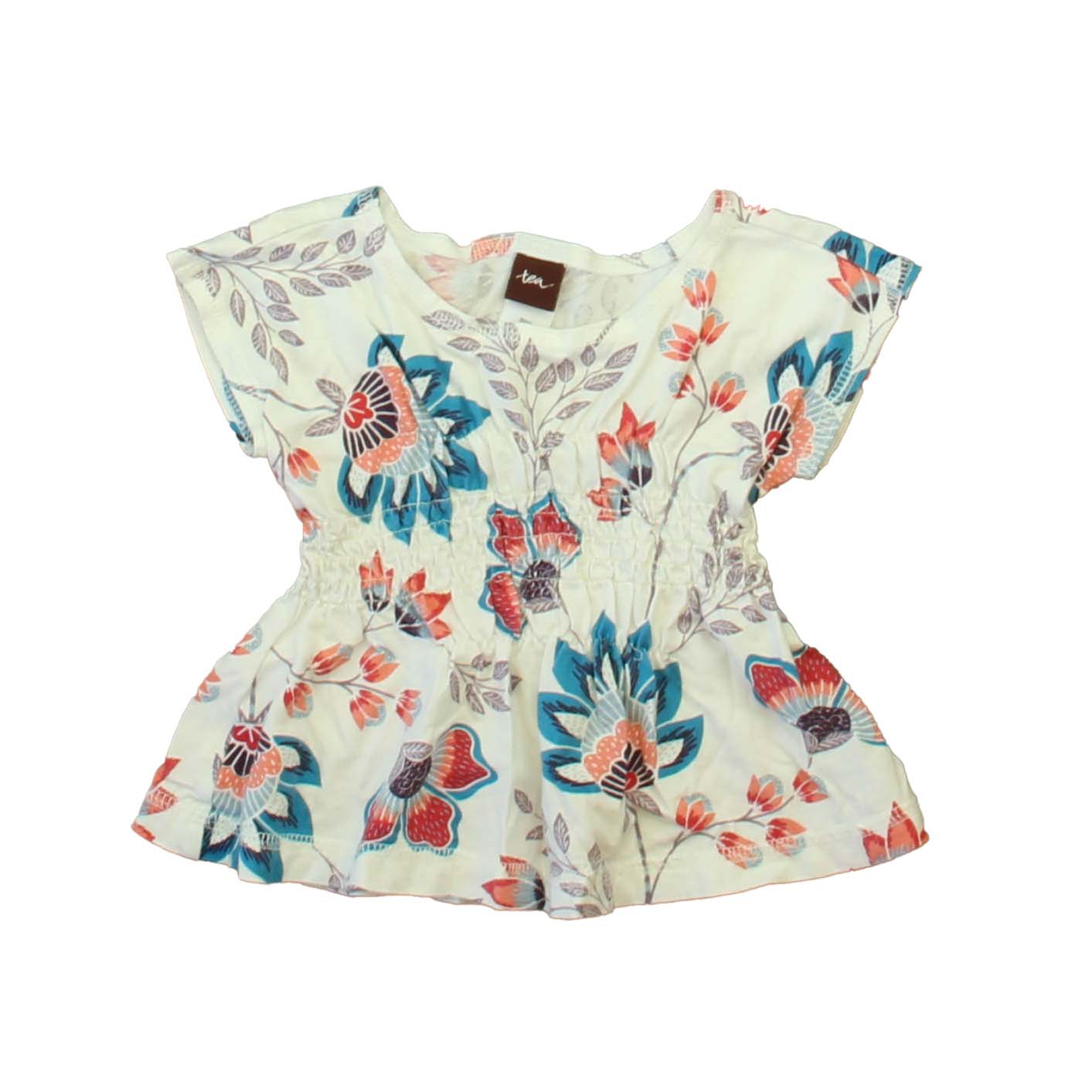 Tea Girls White | Purple | Turquoise Blouse Size: 6-12 Months White | Purple | Turquoise