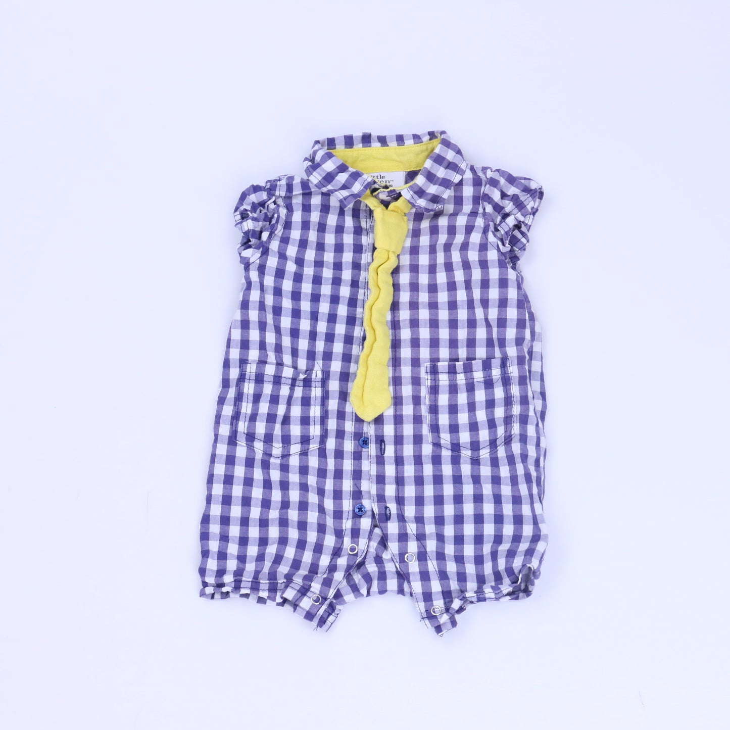 Little Maven Boys White | Purple | Yellow Romper Size: 6 Months White | Purple | Yellow