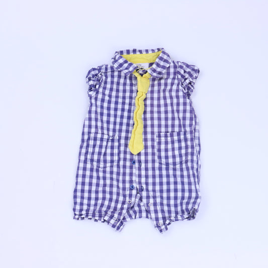 Little Maven Boys White | Purple | Yellow Romper Size: 6 Months White | Purple | Yellow
