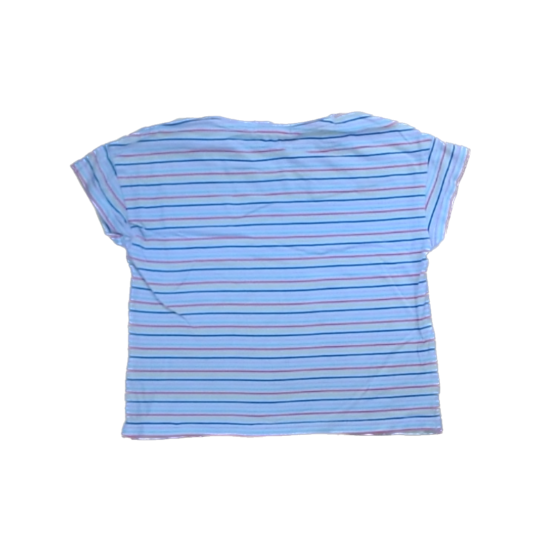 Rockets Of Awesome Girls White | Rainbow Stripes Short Sleeve Shirt Size: 4T-5T White | Rainbow Stripes