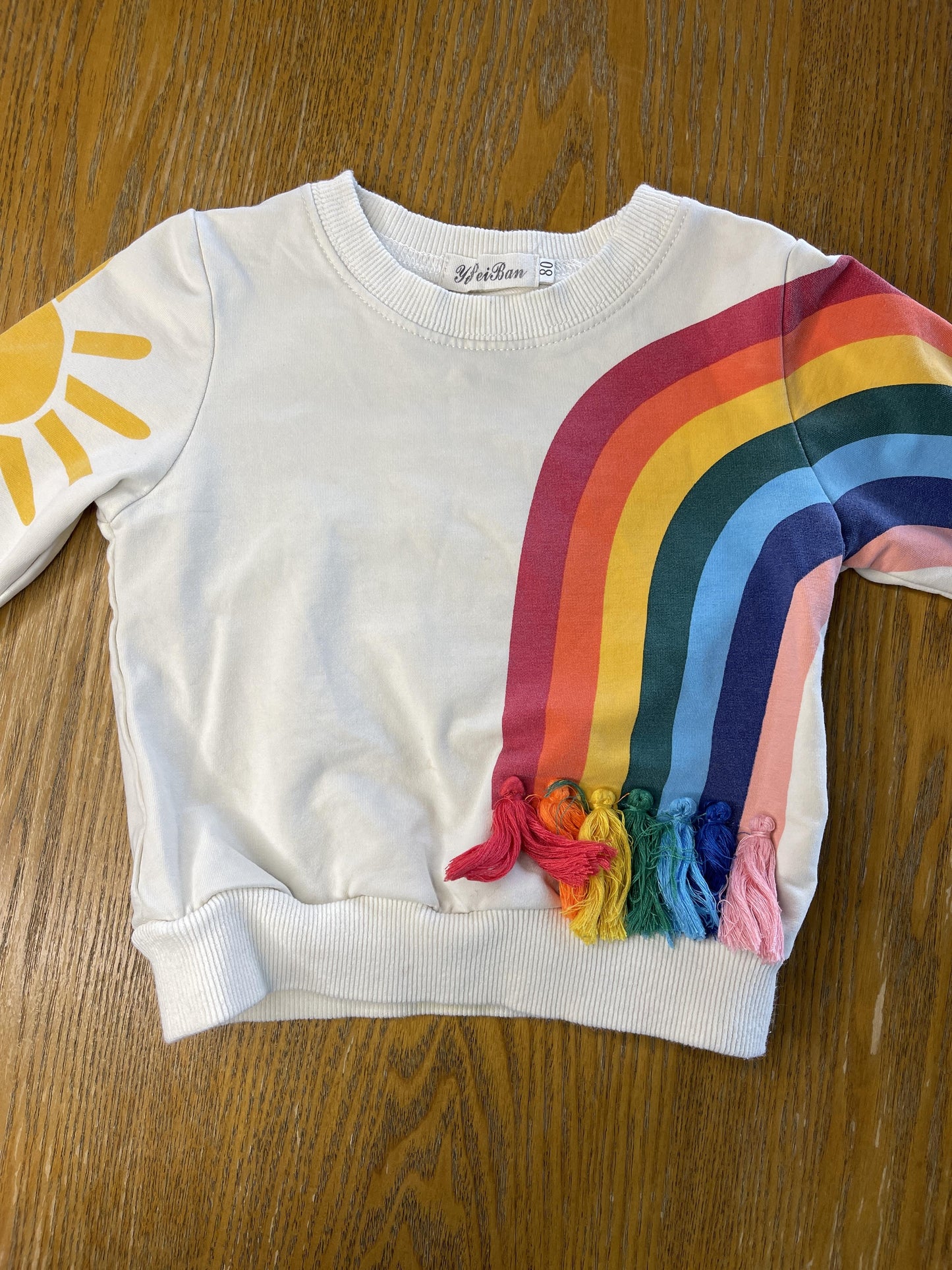 YiPeiBan Girls White | Rainbow Sweater Size: 6-9 months White | Rainbow