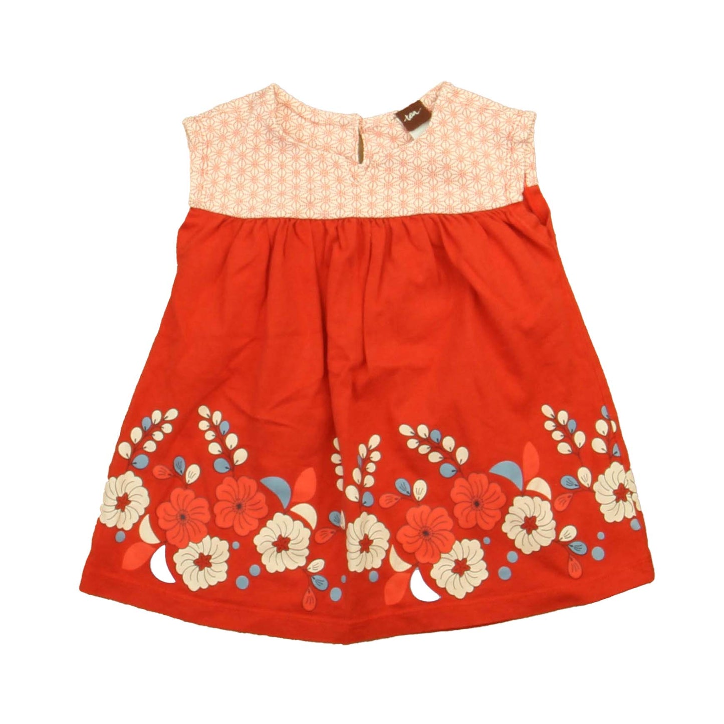 Tea Girls White | Red | Blue Floral Dress Size: 12-18 Months White | Red | Blue Floral