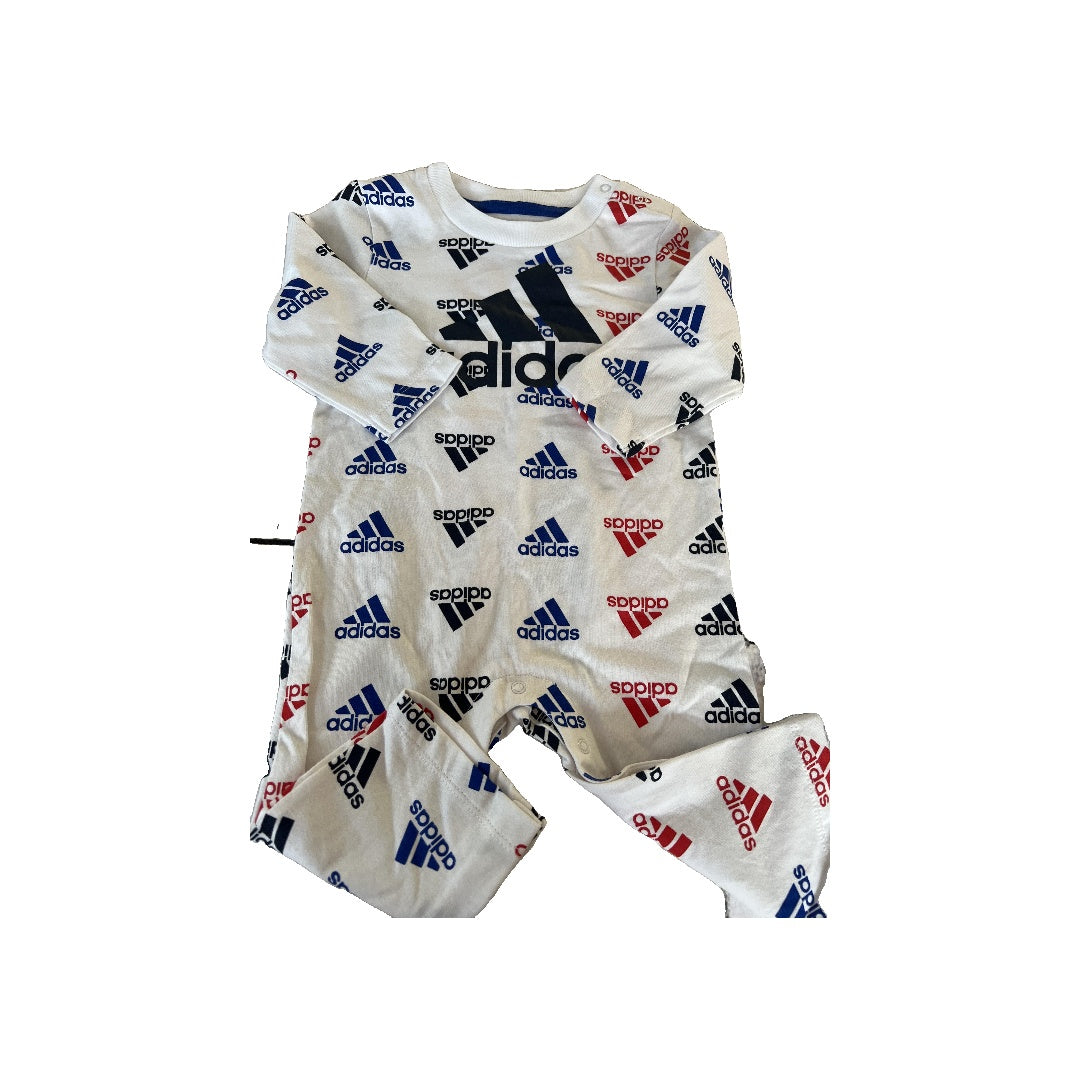 Adidas Boys White | Red | Blue | Graphic Long Sleeve Outfit Size: 9 months White | Red | Blue | Graphic