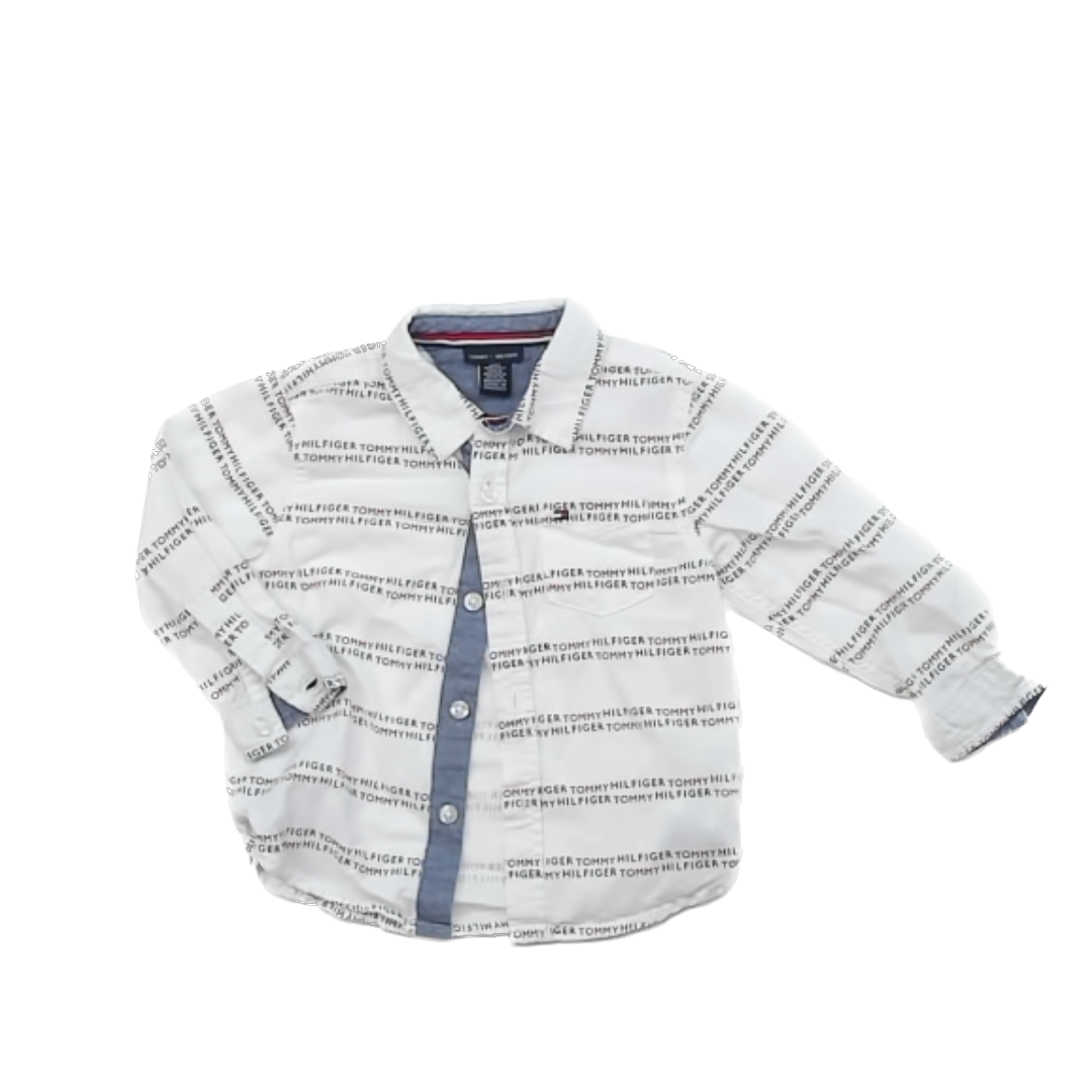 Tommy Hilfiger Boys White | Red | Blue Button Down Long Sleeve Size: 2T White | Red | Blue