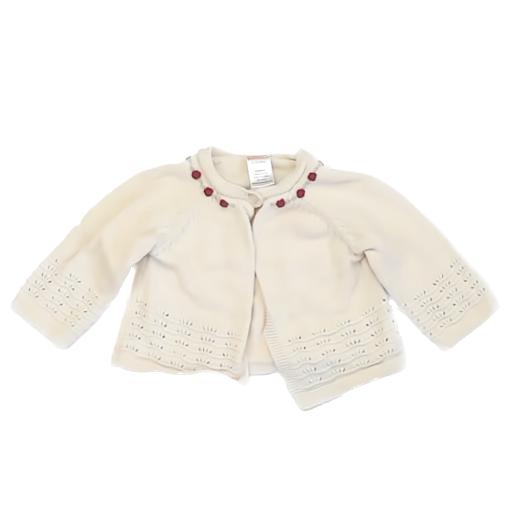 Gymboree Girls White | Red Roses Cardigan Size: 6-12 Months White | Red Roses