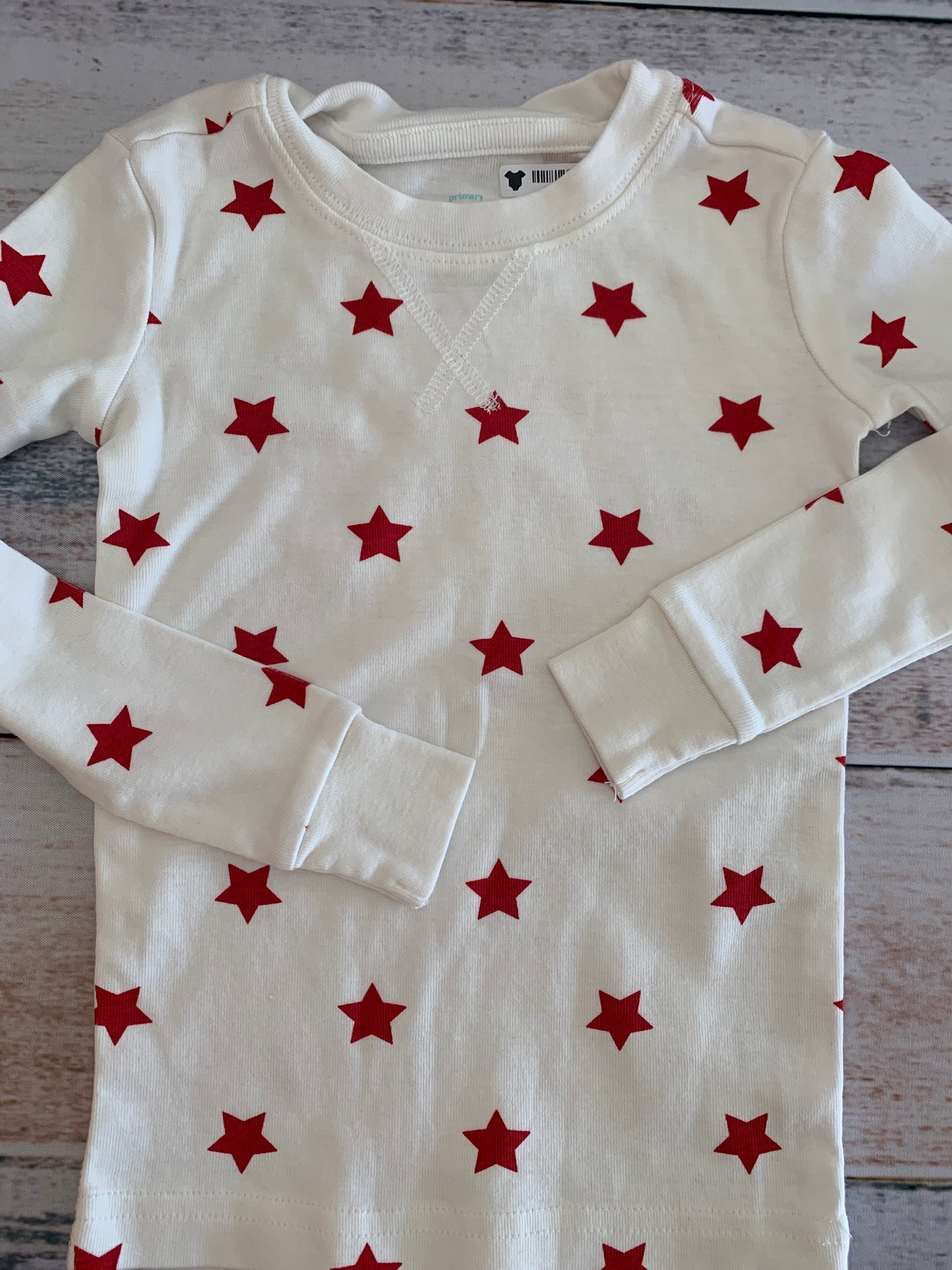 Primary Girls White | Red | Stars Pajamas Size: 2-3 Years White | Red | Stars