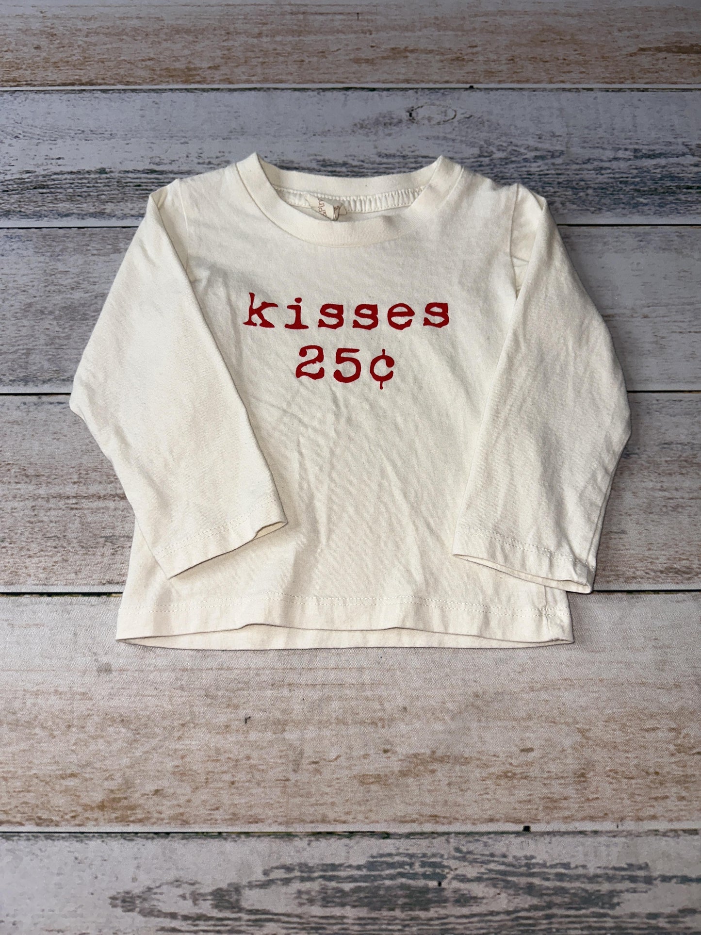 Tenth + Pine Unisex White | Red | Text Long Sleeve T-Shirt Size: 12-18 months White | Red | Text