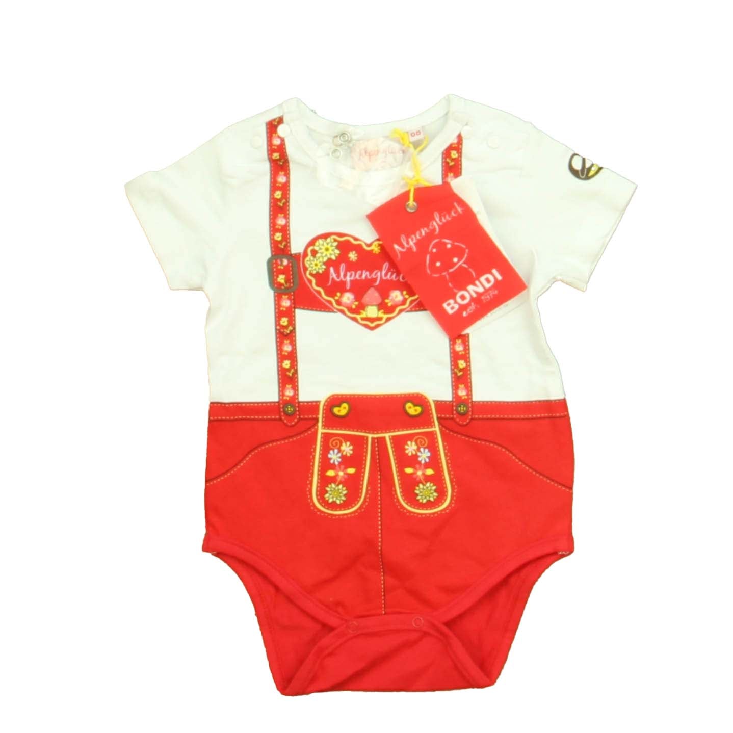 Alpengluck Unisex White | Red Onesie Size: 6 Months White | Red
