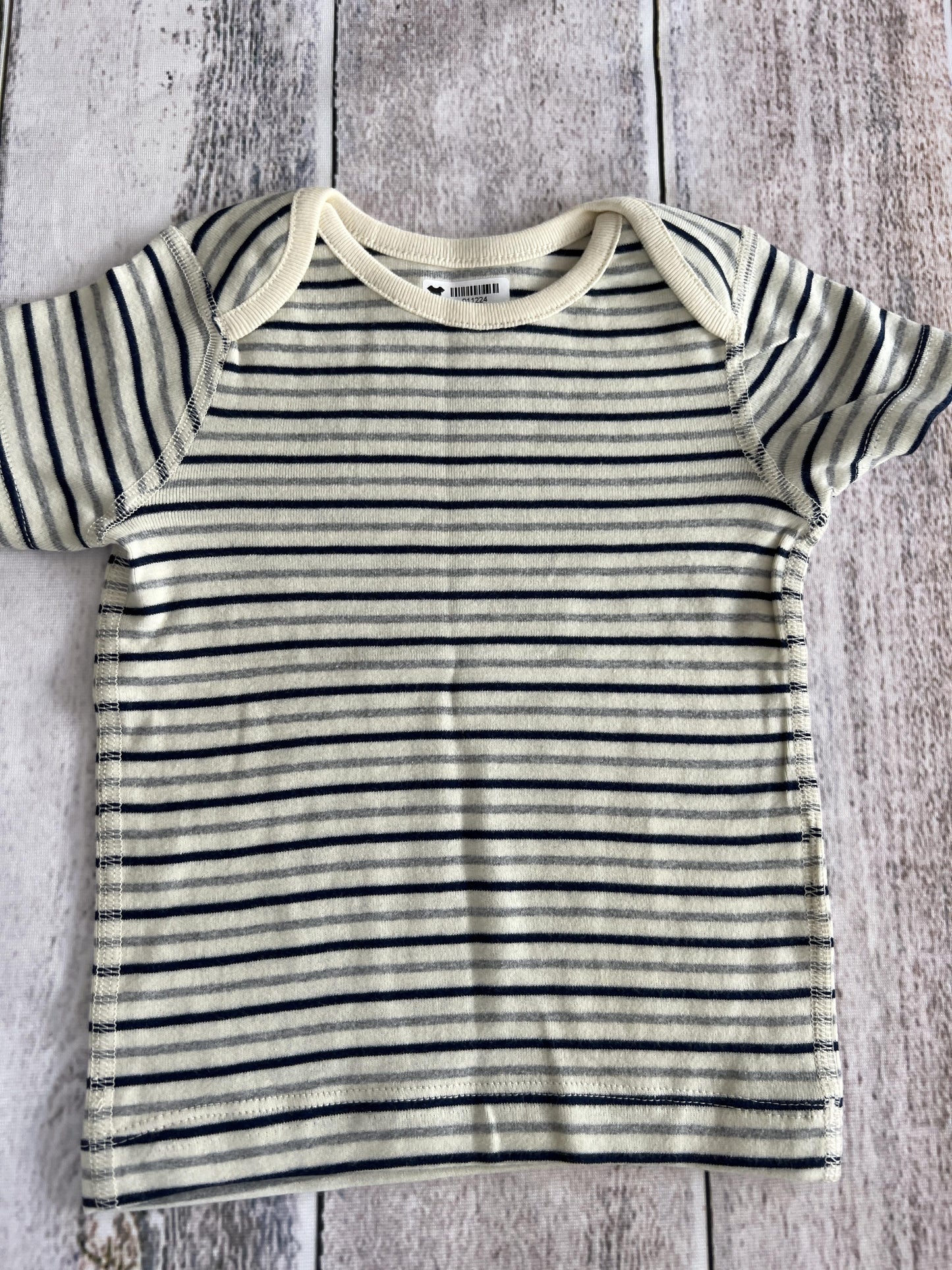 Mac and Moon Boys White | Royal Blue | Light Blue | Stripe T-Shirt Size: 12-18 months White | Royal Blue | Light Blue | Stripe