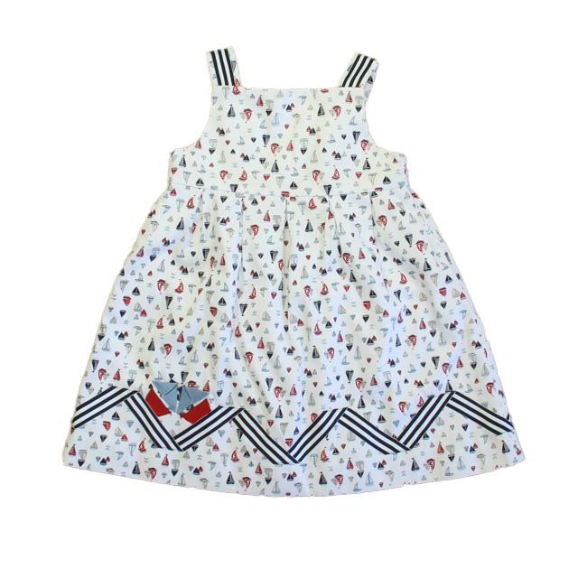 Florence Eiseman Girls White Sailboats Dress Size: 4T