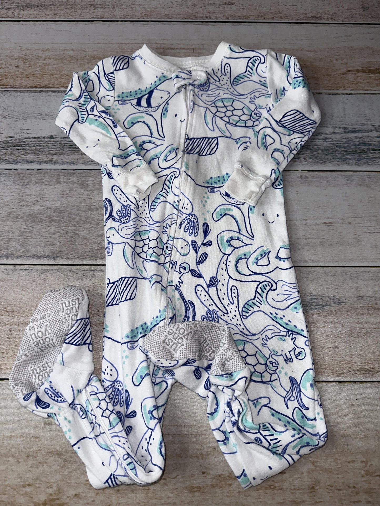 Just Born Unisex White | Sea Animals Pajamas Size: 18 months White | Sea Animals