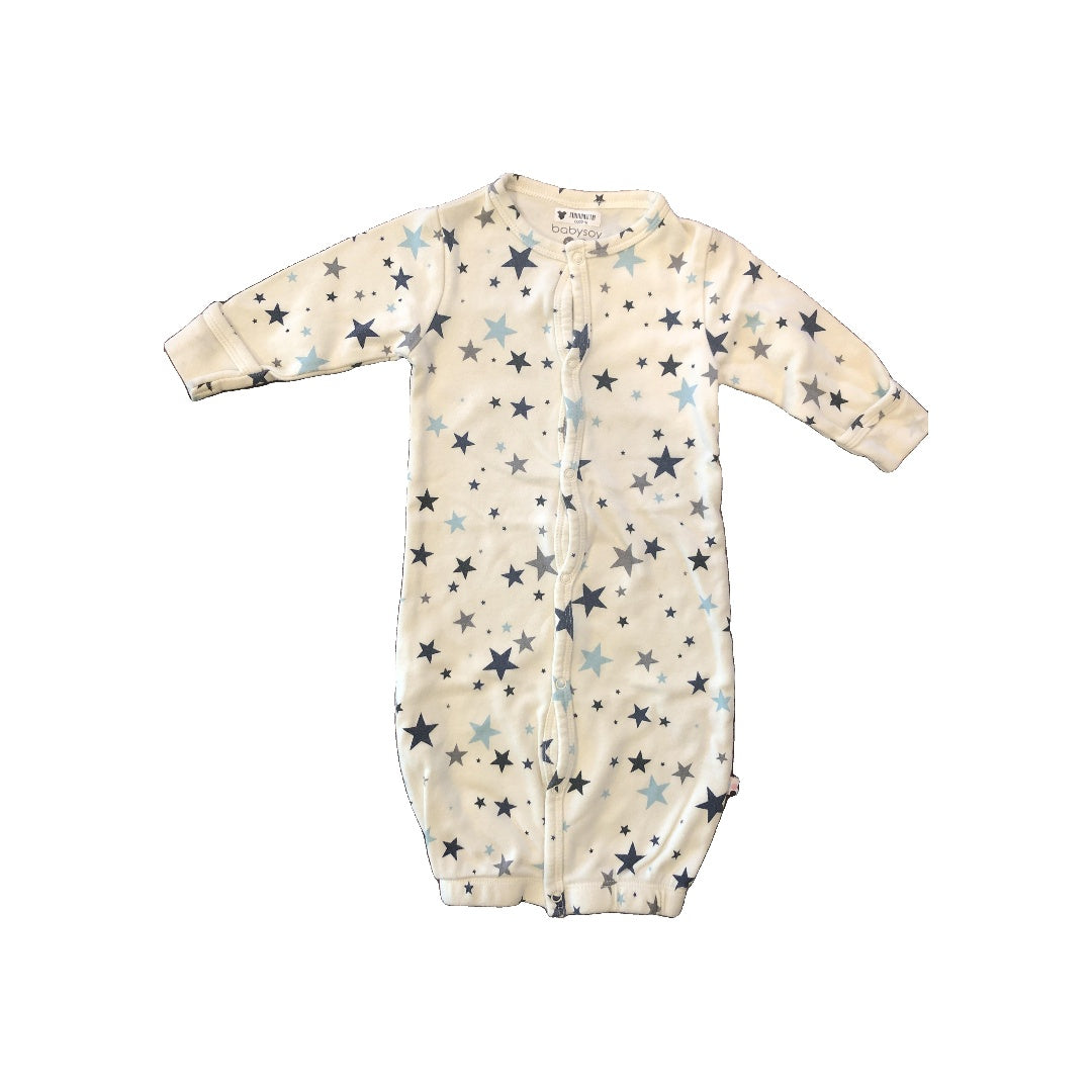 Babysoy Boys White | Stars | Navy Blue Sleepsack Size: 0-3 months White | Stars | Navy Blue