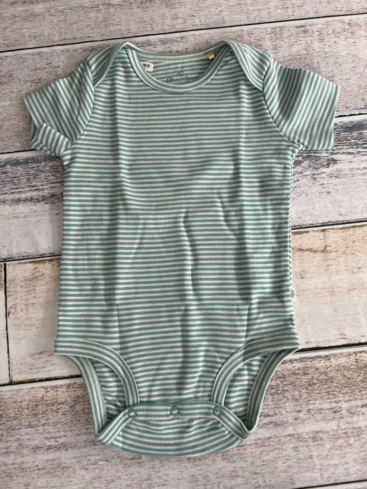 Oliver & Rain Unisex White | Stripe | Aqua Onesie Size: 12 months White | Stripe | Aqua
