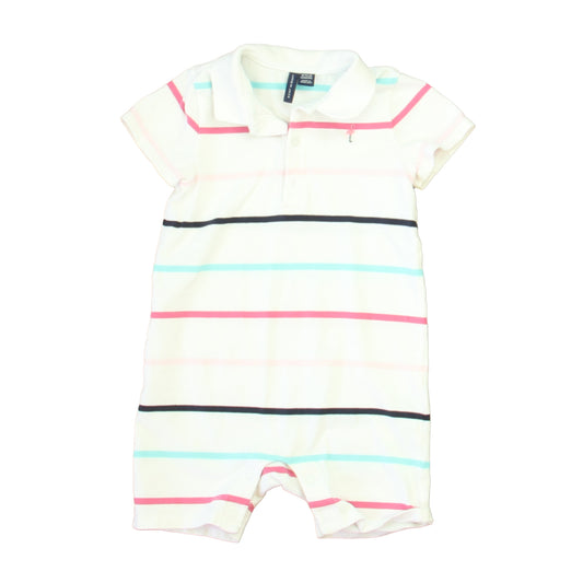 Janie and Jack Girls White Stripe Romper Size: 18-24 Months