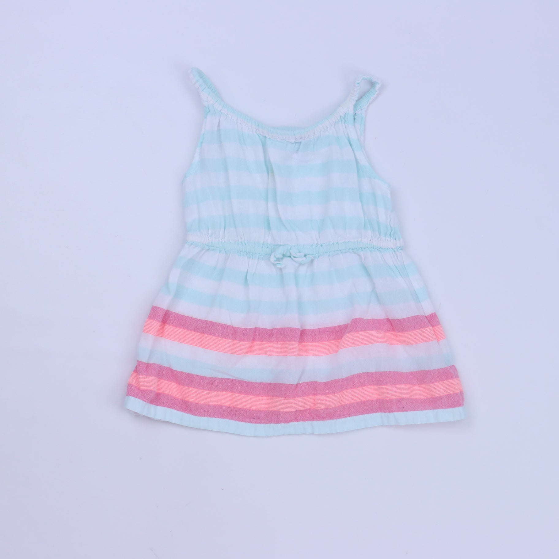 Janie & Jack Girls White Stripe Sun Dress Size: 6-12 Months White Stripe