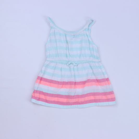 Janie & Jack Girls White Stripe Sun Dress Size: 6-12 Months White Stripe