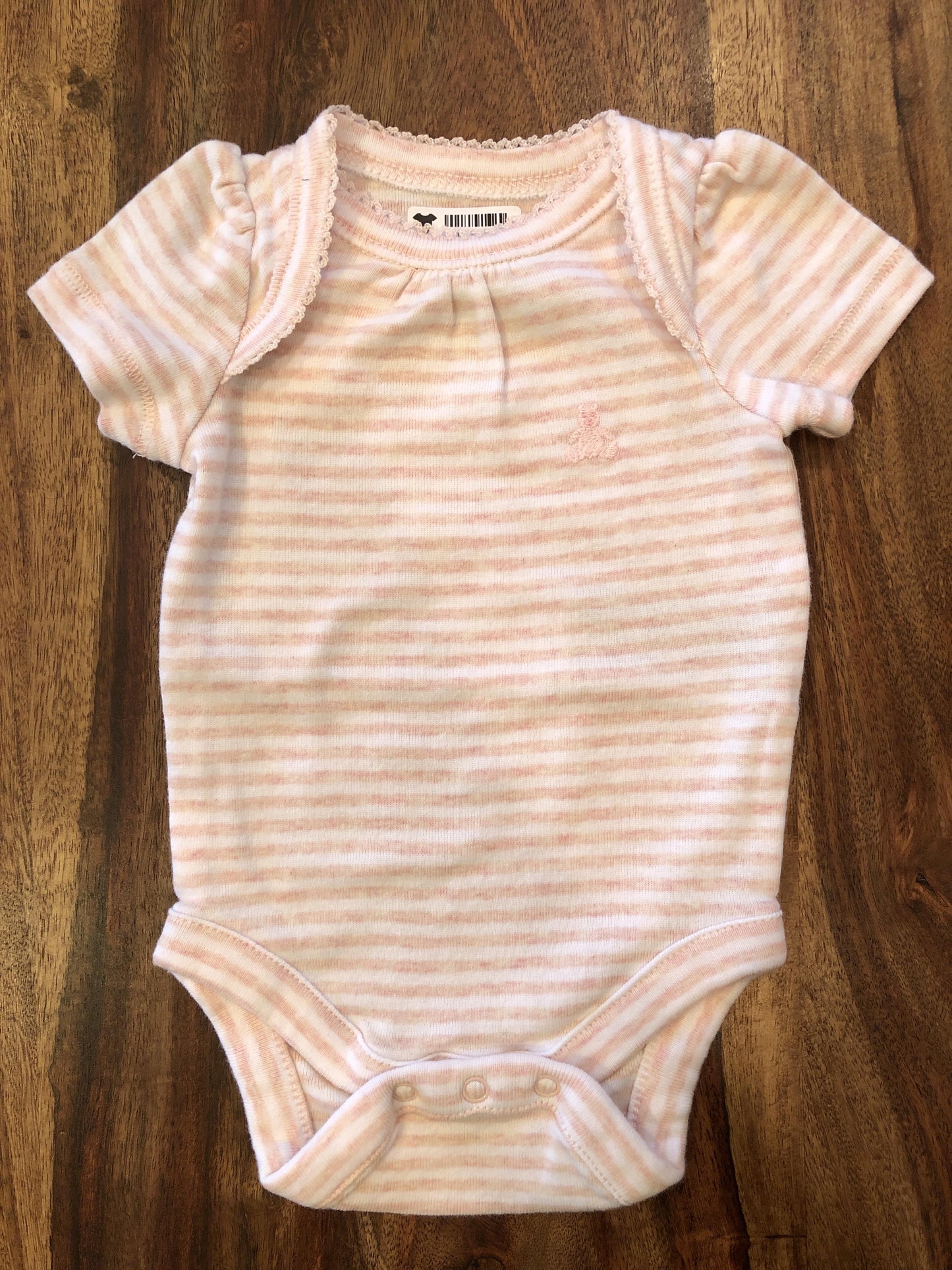 Gap Girls White | Striped | orange | cream Onesie Size: Newborn White | Striped | orange | cream