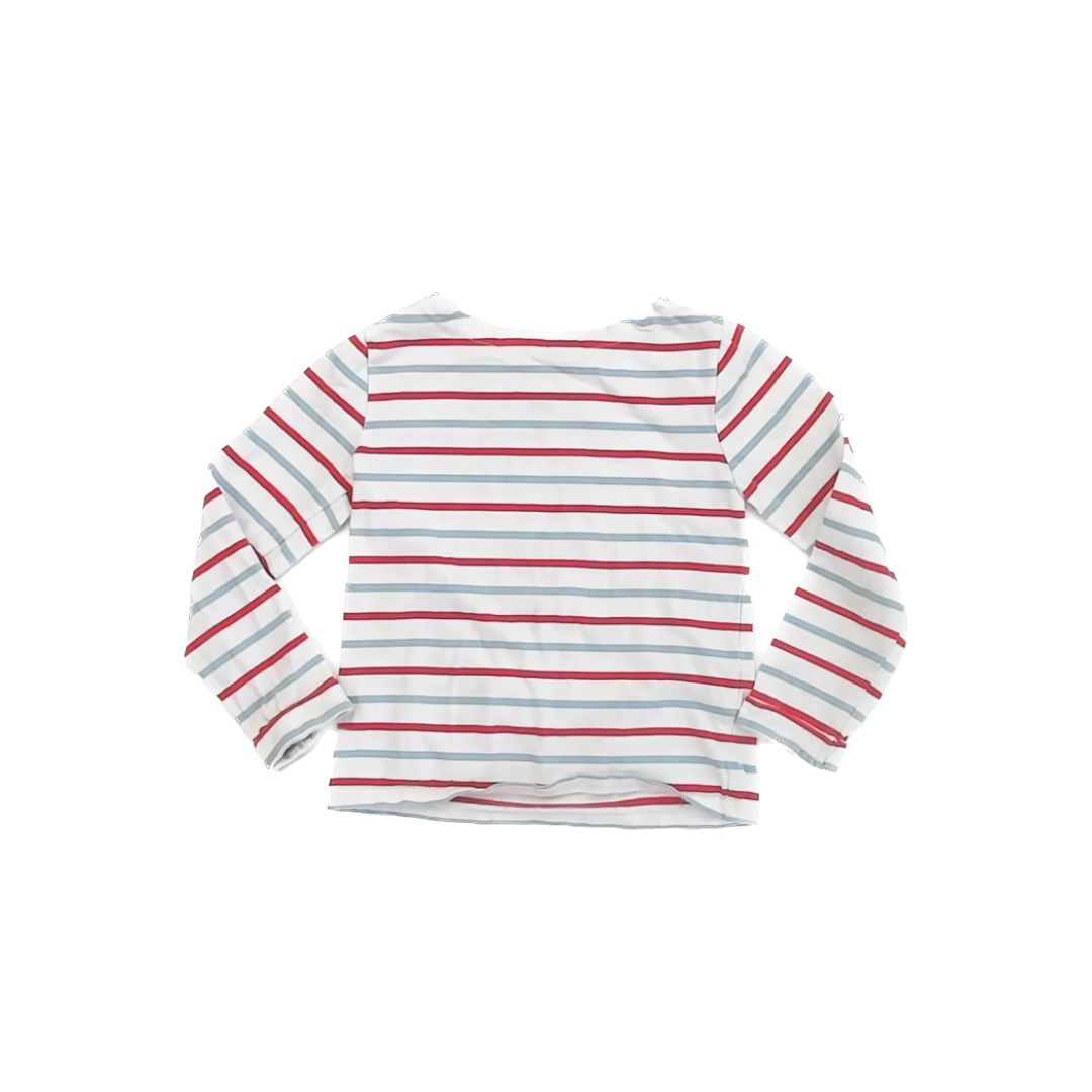 Boden Girls White Striped Long Sleeve Shirt Size: 5-6 Years White Striped