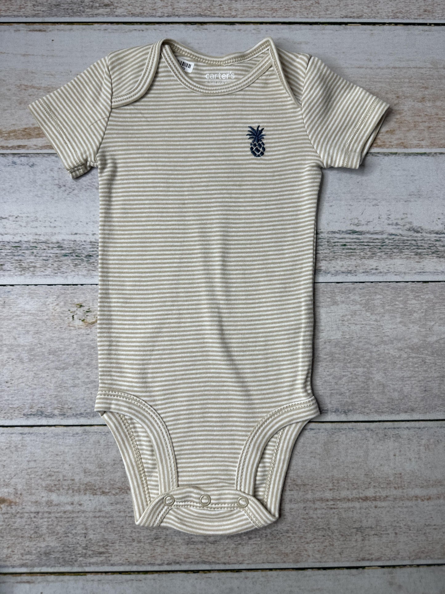 Carters Unisex White | Tan Onesie Size: 6 months White | Tan