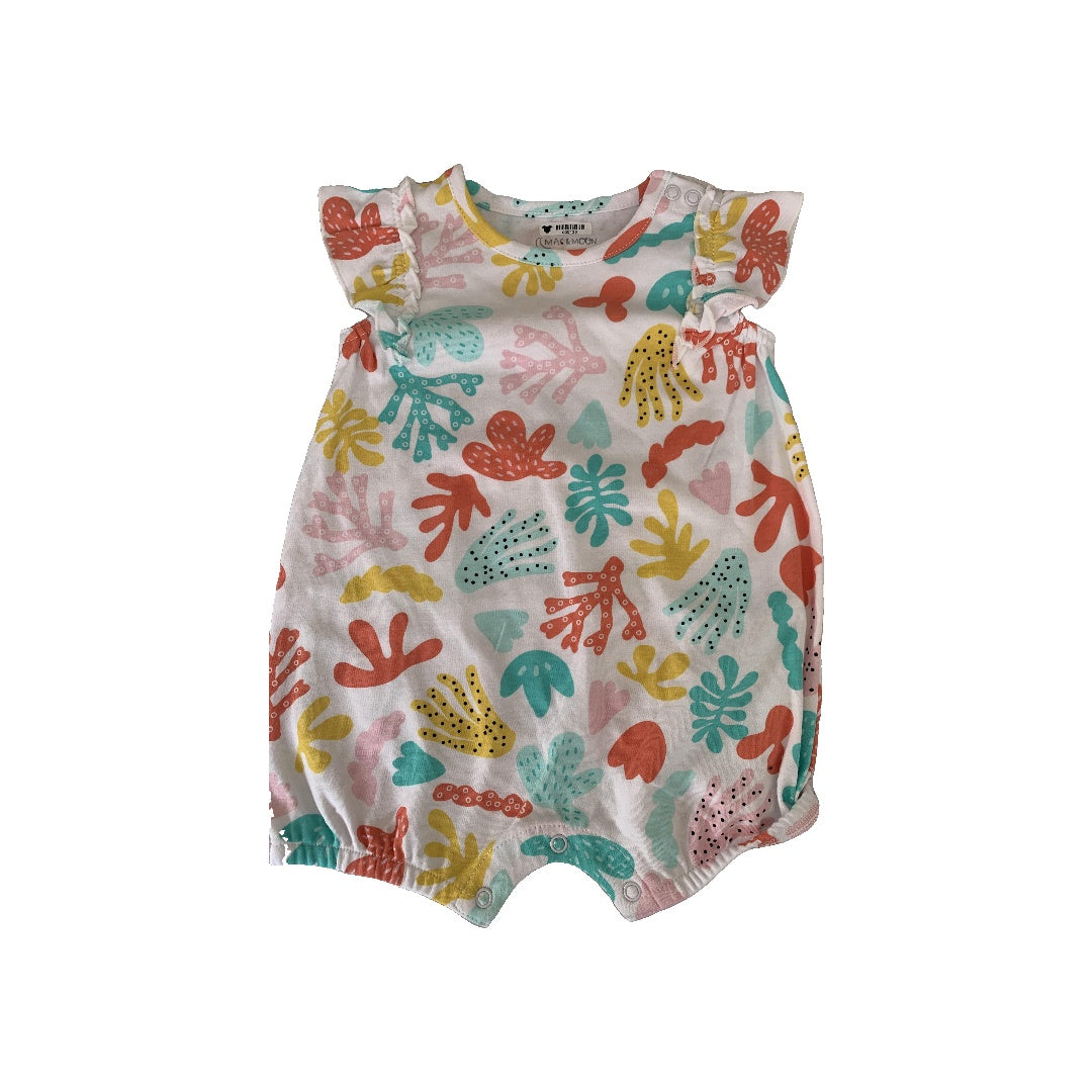 Mac & Moon Girls White | Teal | orange | Pattern Romper Size: 9 months White | Teal | orange | Pattern