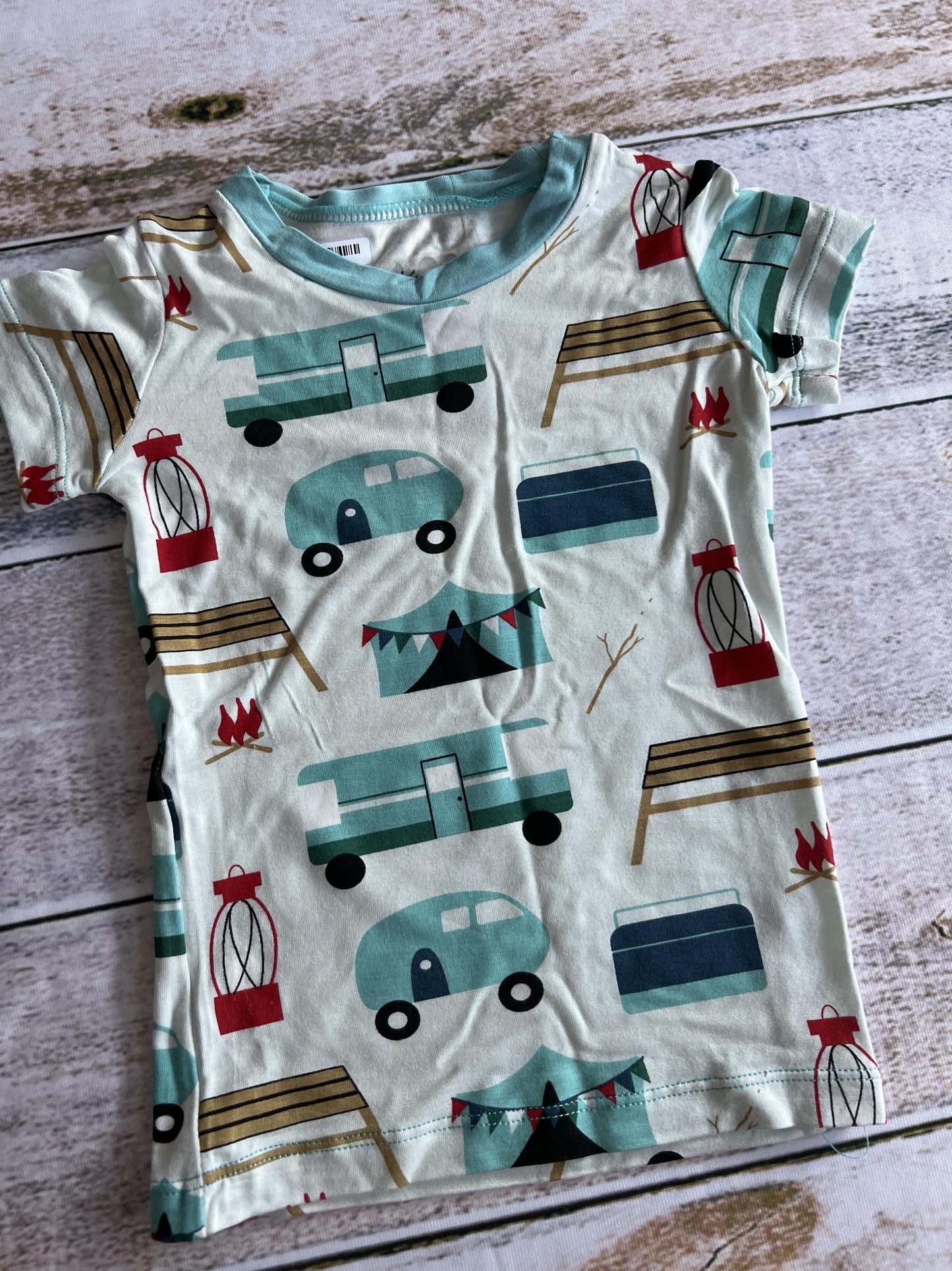 KicKee Pants Boys White | Teal | Pattern Pajamas Size: 2T White | Teal | Pattern
