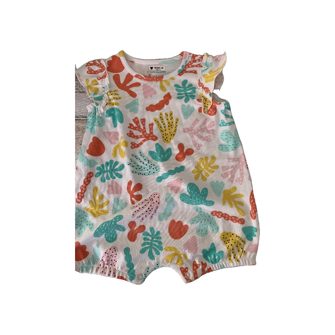 Mac & Moon Girls White | Teal | pink | orange | Pattern Romper Size: 12M White | Teal | pink | orange | Pattern