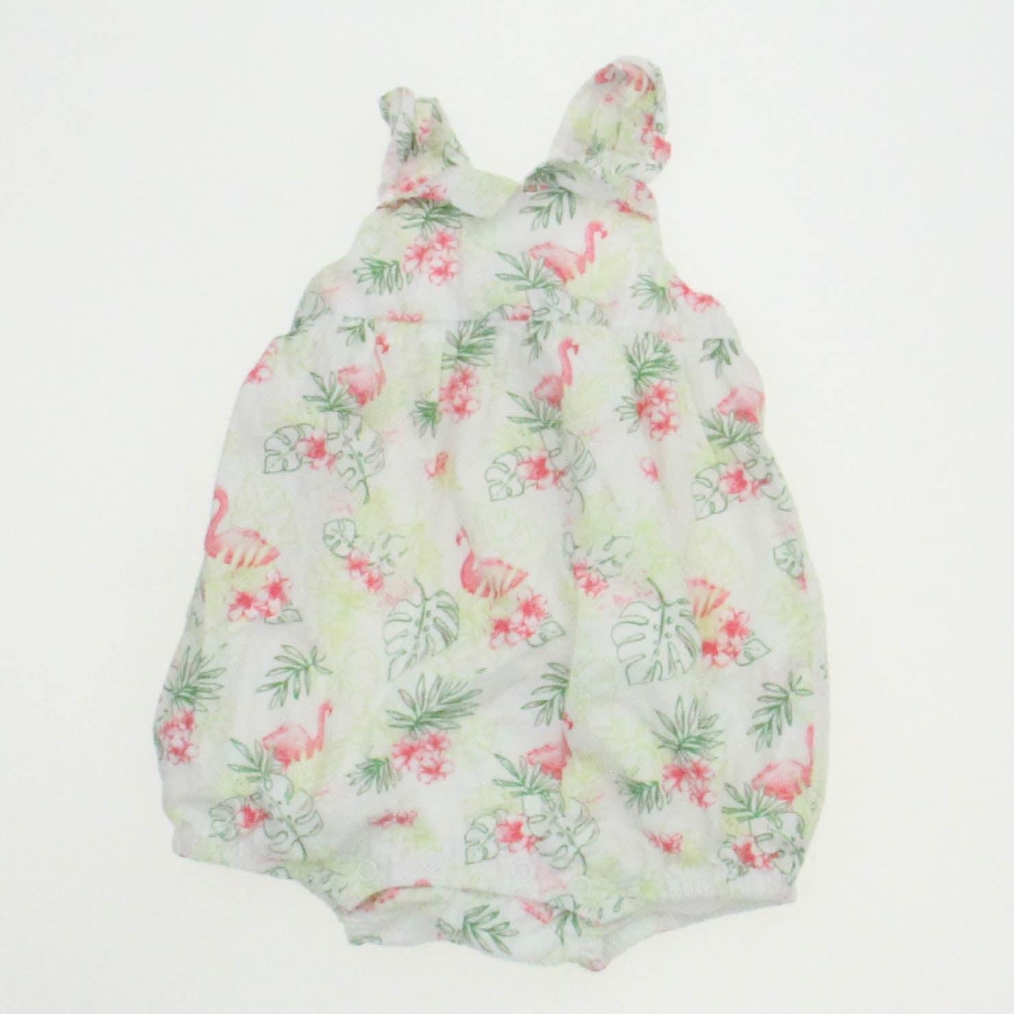 Janie and Jack Girls White | Tropical Romper Size: 3-6 Months White | Tropical